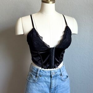 Shein Black Lace Satin Corset Bralette – XS